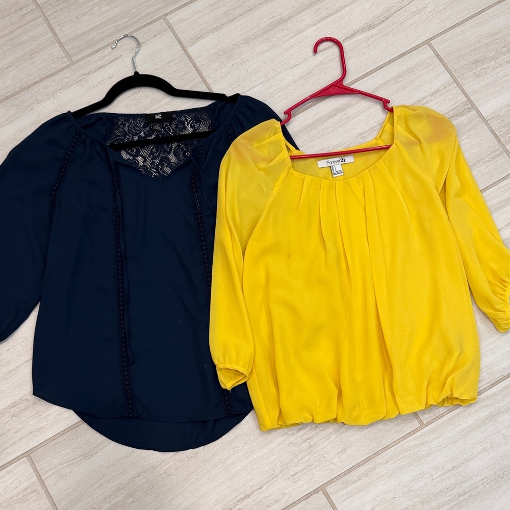 Forever 21 Yellow and Black Blouse Set